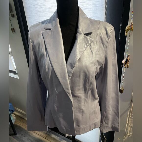 NWT COLEBROOK & CO LEATHER JACKET LARGE LAVENDER - Picture 1 of 5